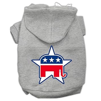 Mirage Pet Products Republican Screen Print Pet Hoodies, Size 14, Grey