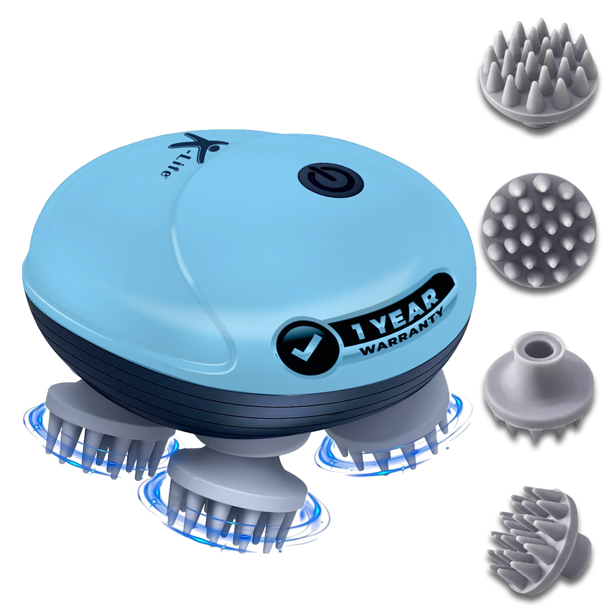 Sponsored Ad - K-life Scalp Massager | Head Massager | Hair Massager For Hair Growth | Portable Neck Massager Mini | 96 Silicon Points with Detachable & Washable Heads | 3 Speed Modes | Stress Relax Sky Blue