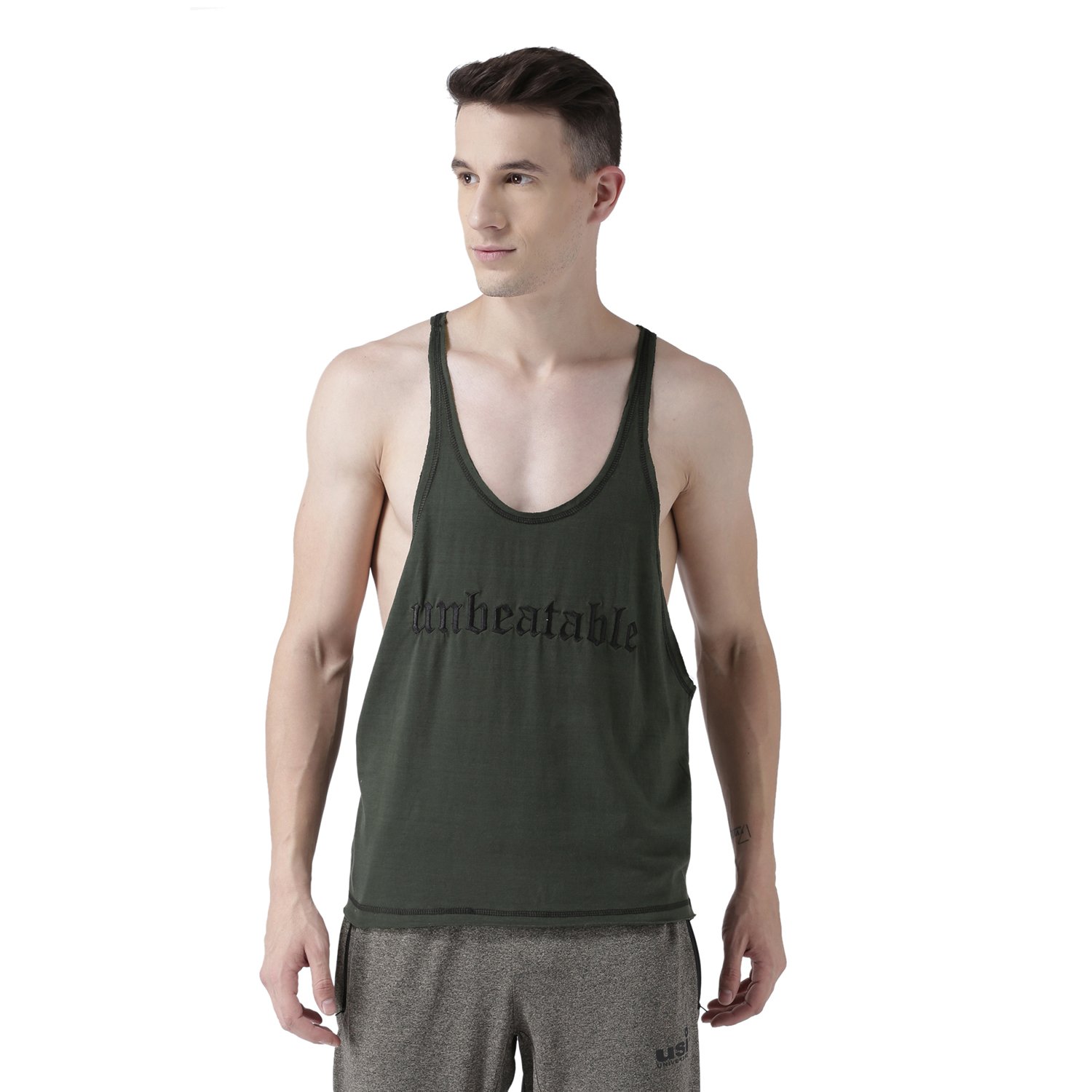 usi universal the unbeatable USI UNIVERSAL DEEP Cut Tank Very deep Armhole & Racer Back Design (416DC) (L, Green)-picture-25