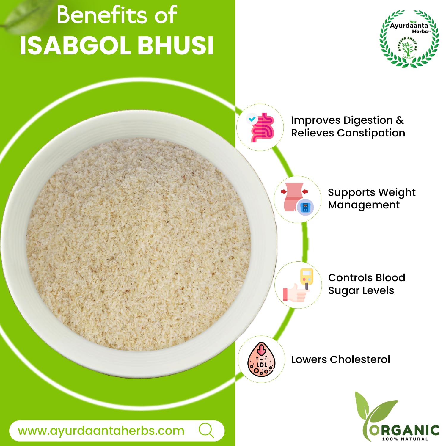 Isabgol Bhusi | Isabgol Bhusi | Isabgol Husk | ईसबगोल भूसी -Sat Isabgol | Fibre SupplementEffective Relief from Constipation | Psyllium Husk Powder Promotes Bowel Health (100Gr.) — Amazon image 7
