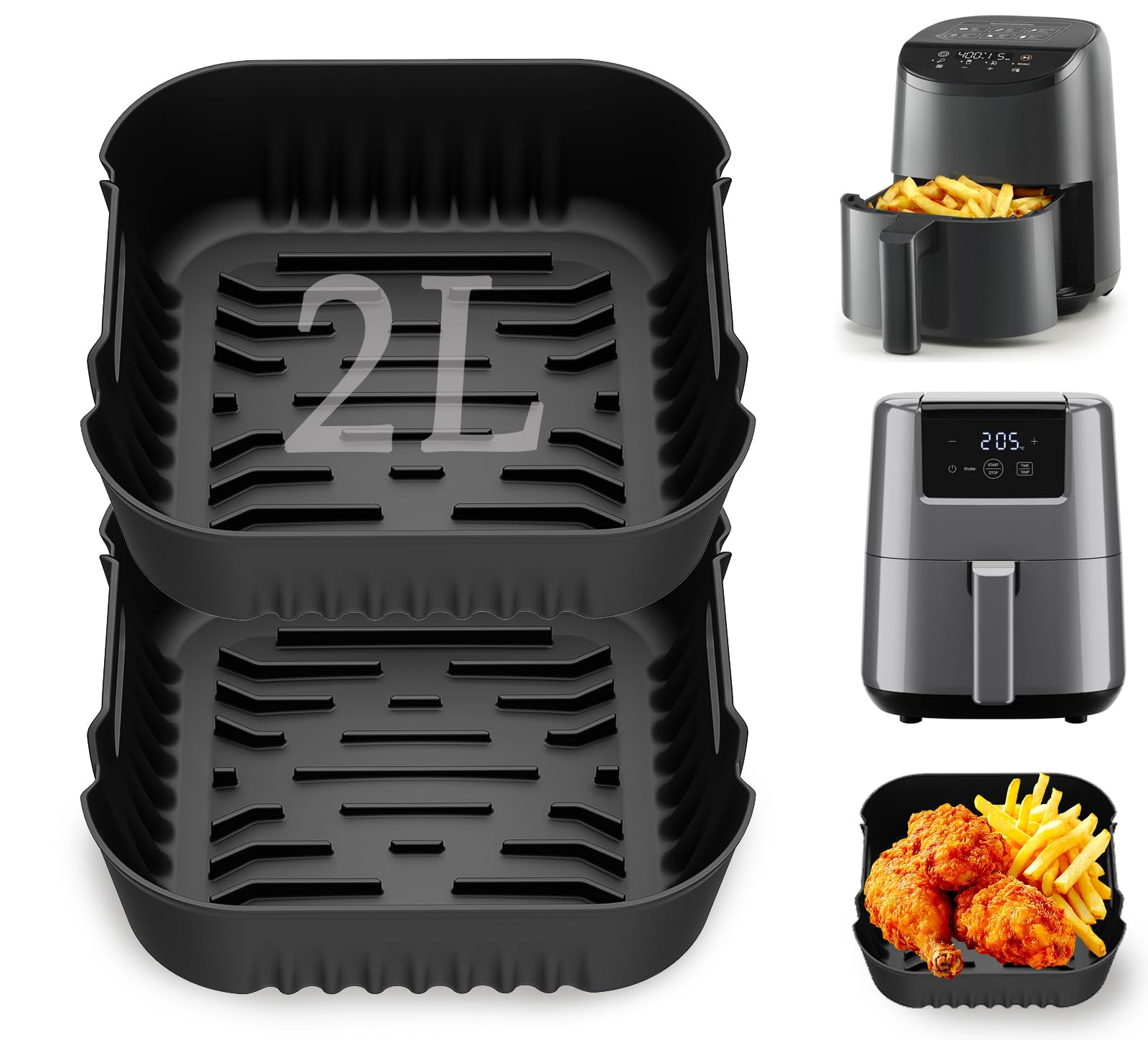 Silicone Air Fryer Liners for 2L Mini Air Fryer - Airfryer Silicone Liners Fit for Cosori/Chefman/Midea/Daewoo Square Small Air Fryer, Silicone Liners Non-Stick air fryer accessories Reusable Tray