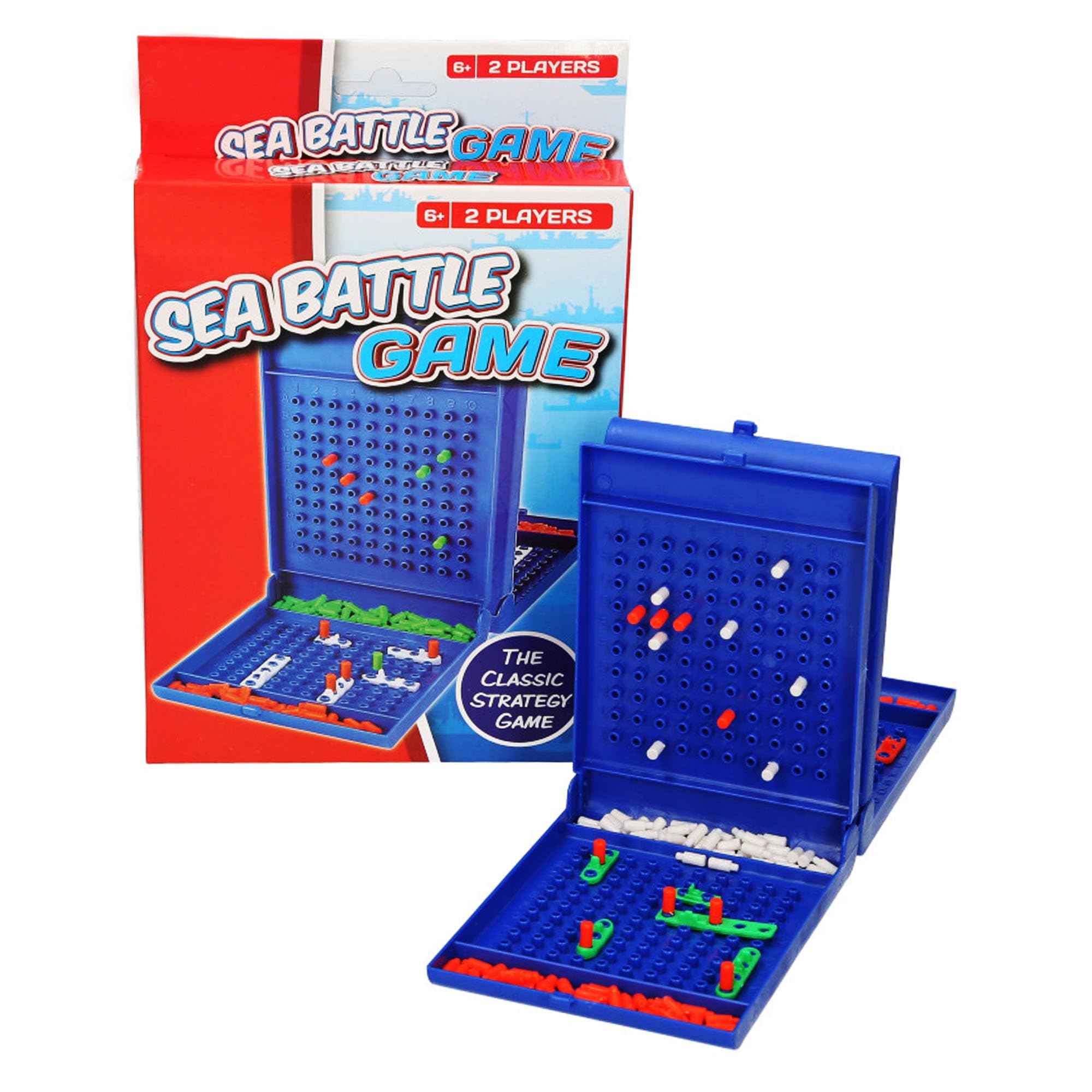 Sea Battle Game - 2 Player Strategy Board Game, Sink the Battle Ships and War Ships, Fun Interactive Travel Game, For Children and Adults