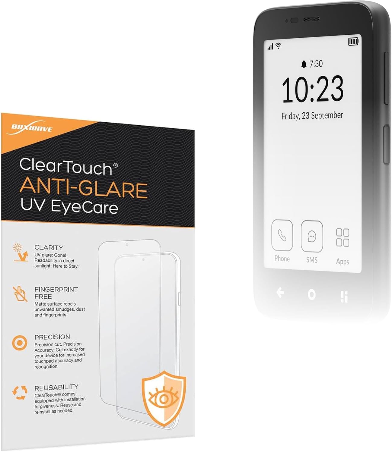 BoxWave Screen Protector Compatible with Mudita Kompakt - ClearTouch Anti-Glare Anti-UV EyeCare (2-Pack), Filters Out Harmful Blue Light Reduce Fatigue