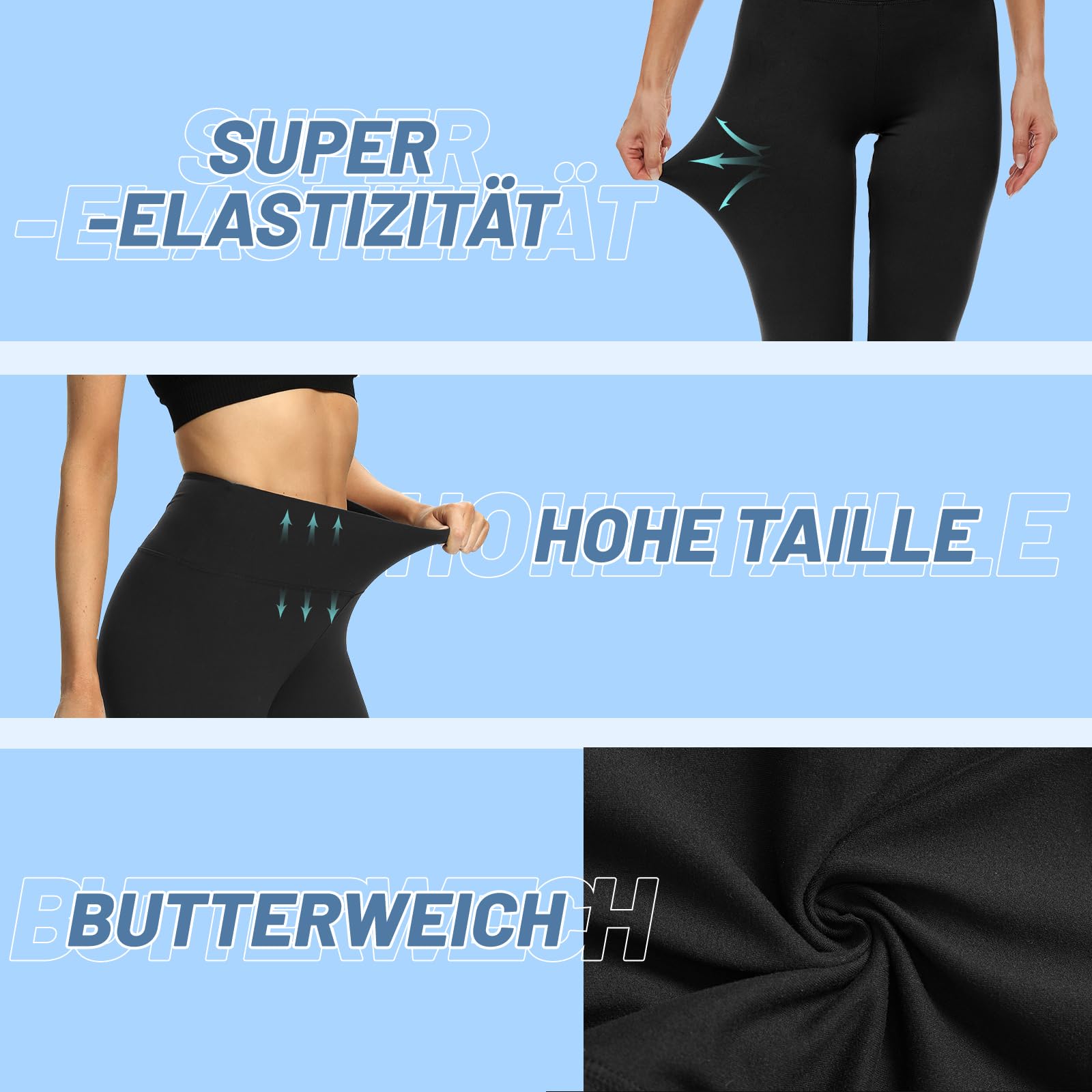TNNZEET 3er Pack Capri Leggings Damen 3/4 für Sport, 7/8 Leggins High Waist Hose Sporthose für Gym Yoga