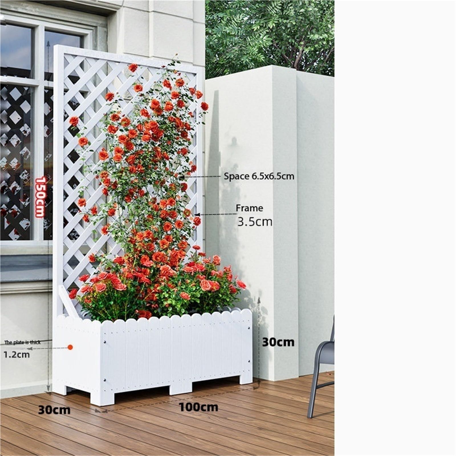 Erhöhter Pflanzkasten Blumenkasten-Pflanztrog, Trennwand, Zaun-Pflanzgefäß