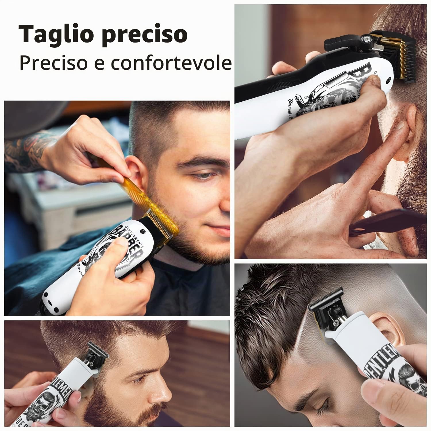 BESTBOMG Tagliacapelli Uomo Professionale, Tagliacapelli Elettrico Regolabarba Trimmer Con Pettine Limite, Macchinetta Vapell 2000mAh/1200mAh Batteria Ricaricabile per Bambini Adulti Pet (Y4+T9)