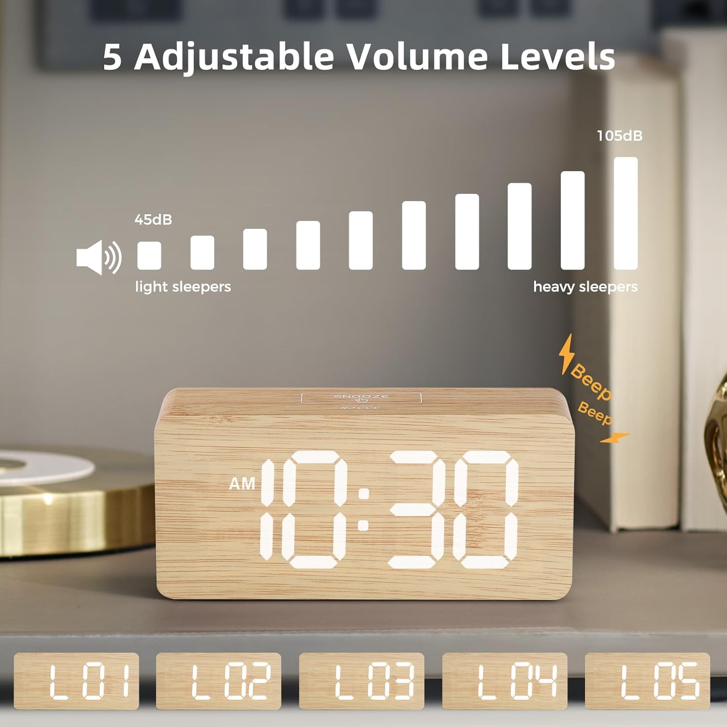 Wooden Digital Alarm Clock