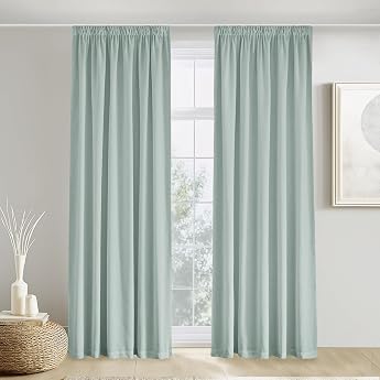 PONY DANCE Linen Curtain 220 cm Long Ruffle Tape Curtains Semi-Transparent