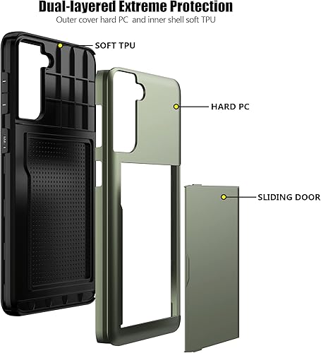 Miniatura 3 de Nvollnoe Funda para Samsung S21 con tarjetero 5G de 6.2 pulgadas, doble capa, resistente, funda protectora para Galaxy S21, ranura para tarjetas
