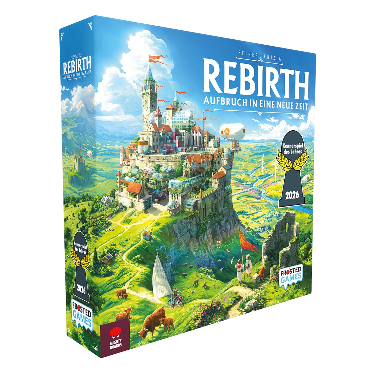 Frosted Games, Rebirth Aufbruch in eine Neue Zeit, DE-Version, Strategisches Kennerspiel für 2-4 Spieler ab 8 Jahren, Einfaches Legespiel mit 15 Minuten Spielzeit pro Spieler