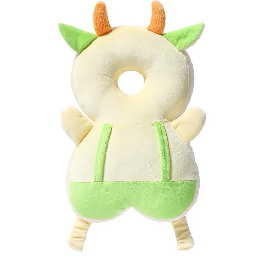 Mochila protectora de cabeza para andador, almohadilla de seguridad ajustable para la cabeza del bebé para caminar y gatear (vaca)