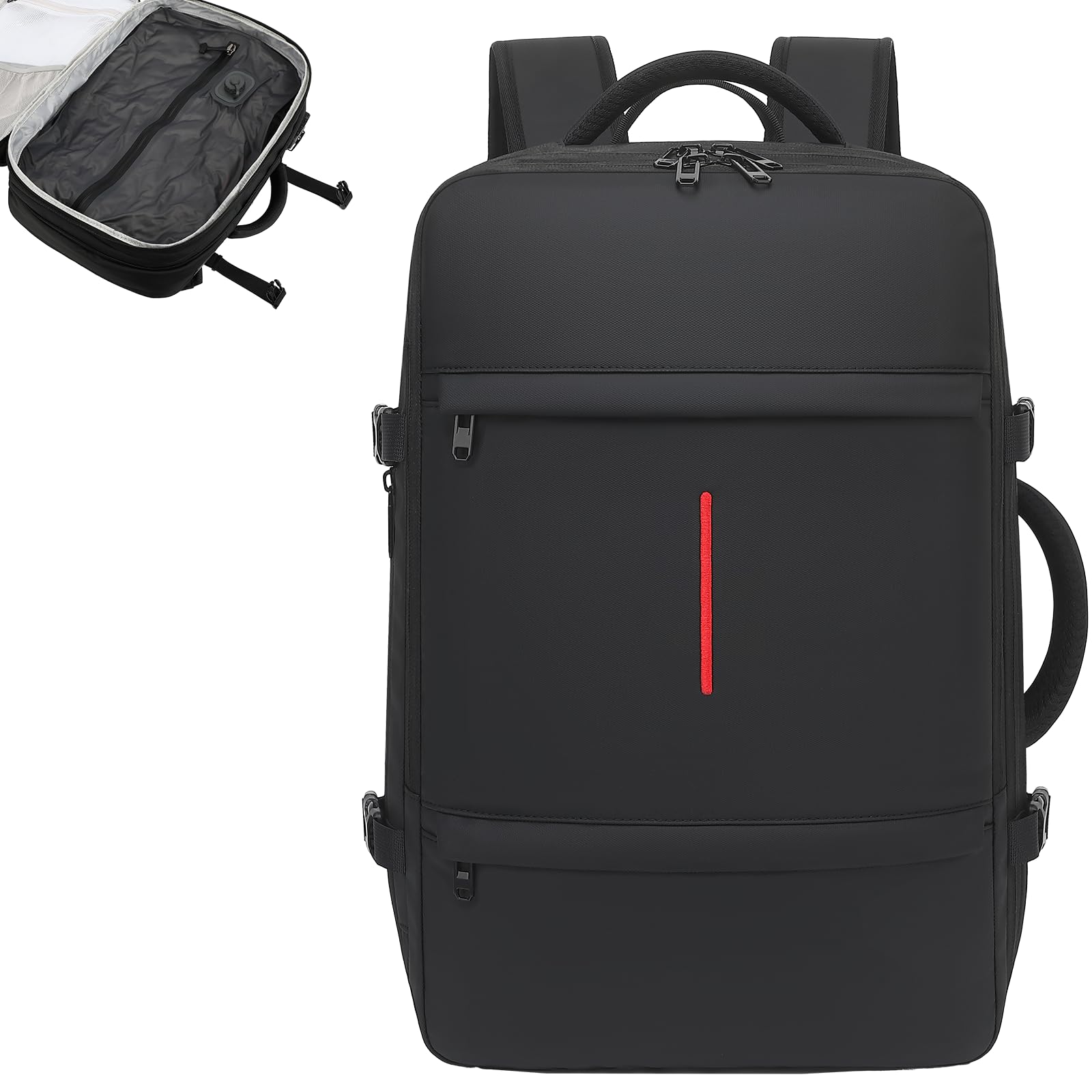 Zaino sottovuoto, bagaglio a mano, espandibile per viaggi, con porta di ricarica USB | Zaino per bagaglio a mano, sottovuoto, per laptop, pompa integrata, viaggi d'affari e campeggio