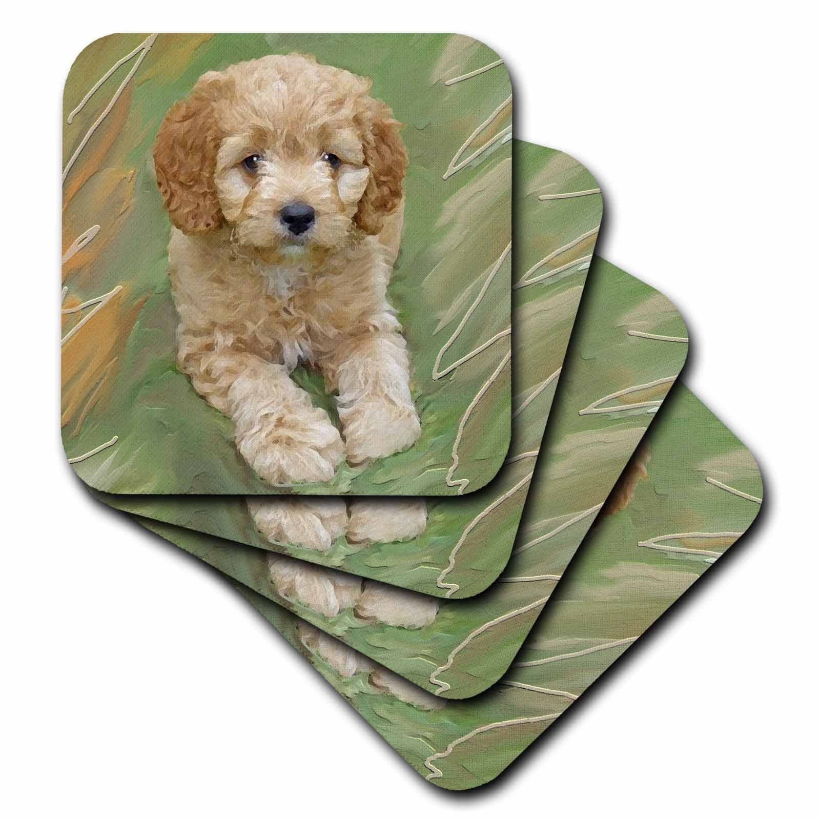 3dRose cst_4815_4 Miniature Poodle Puppy-Ceramic Tile Coasters, Set of 8