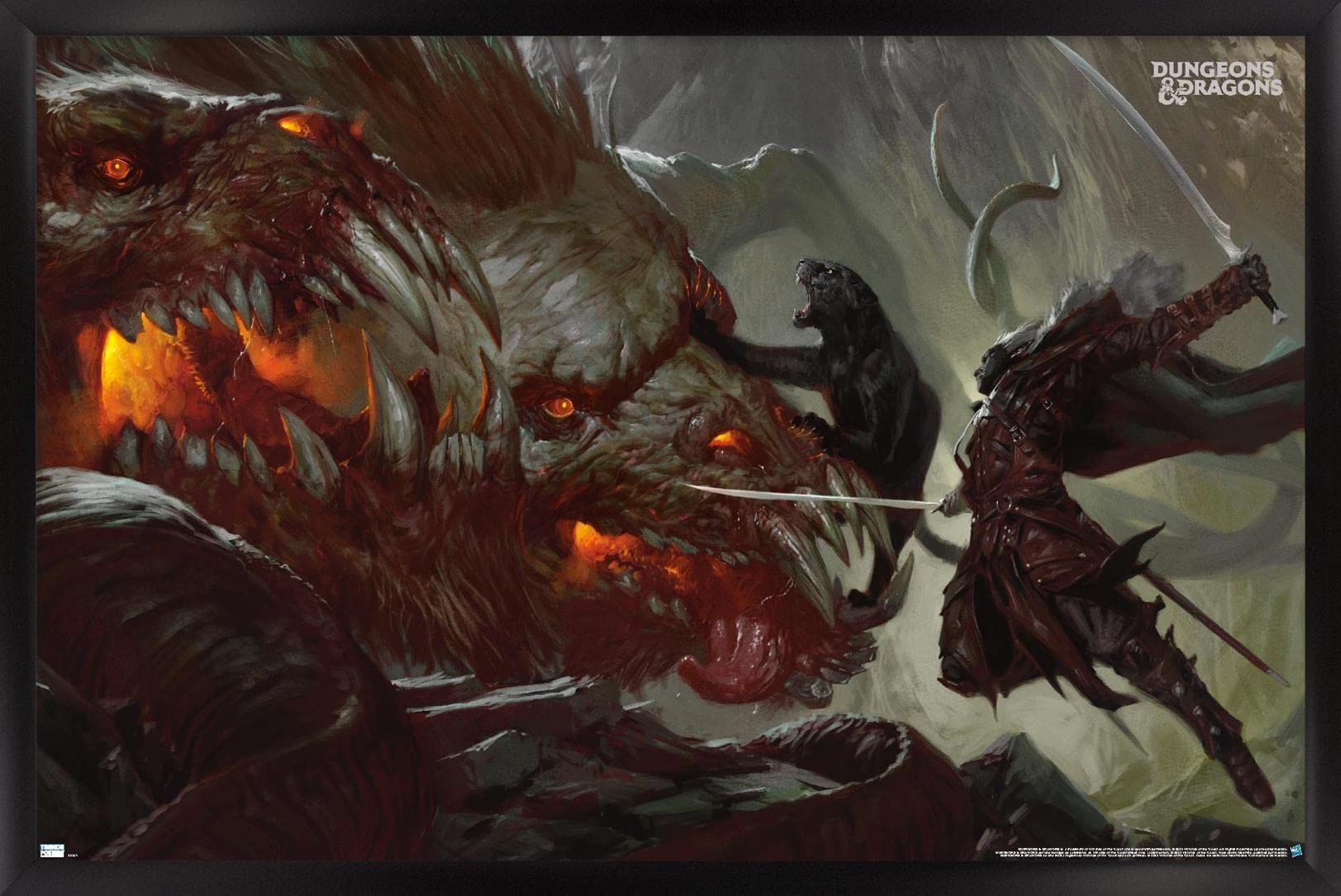 Dungeons and Dragons - Drizzt vs Demogorgon Wall Poster, 34L" x 22.4W", Black Framed Version