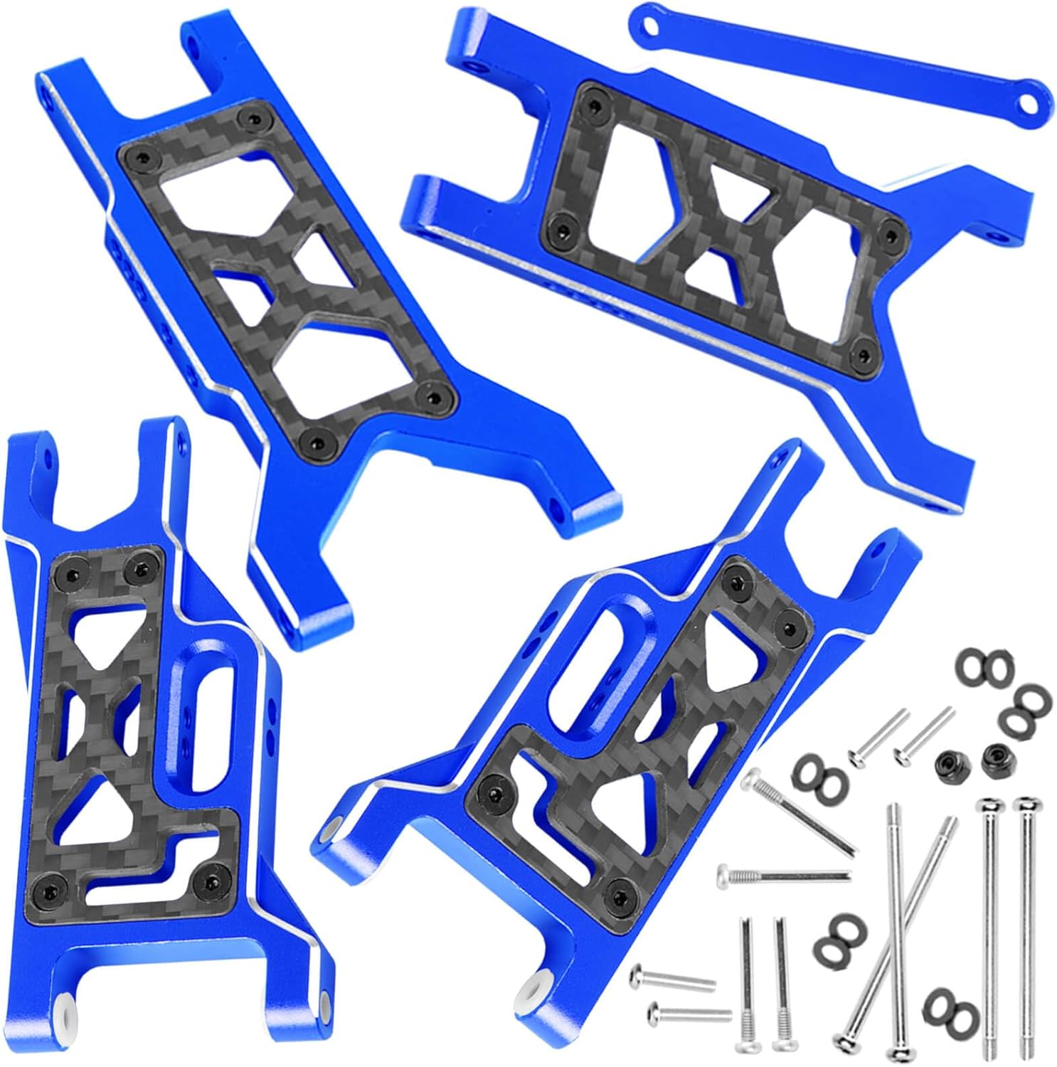Aluminum Suspension A Arms Upgrades Part for 1/10 Slash 2WD (VXL),RC Front Rear Suspension Arms A-Arms w/Tie Bar Hops up,Navy Blue