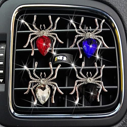 Miniatura 3 de Clip de ventilación de automóvil de araña de Halloween, accesorios brillantes para decoración de automóvil, difusor de automóvil, clip de