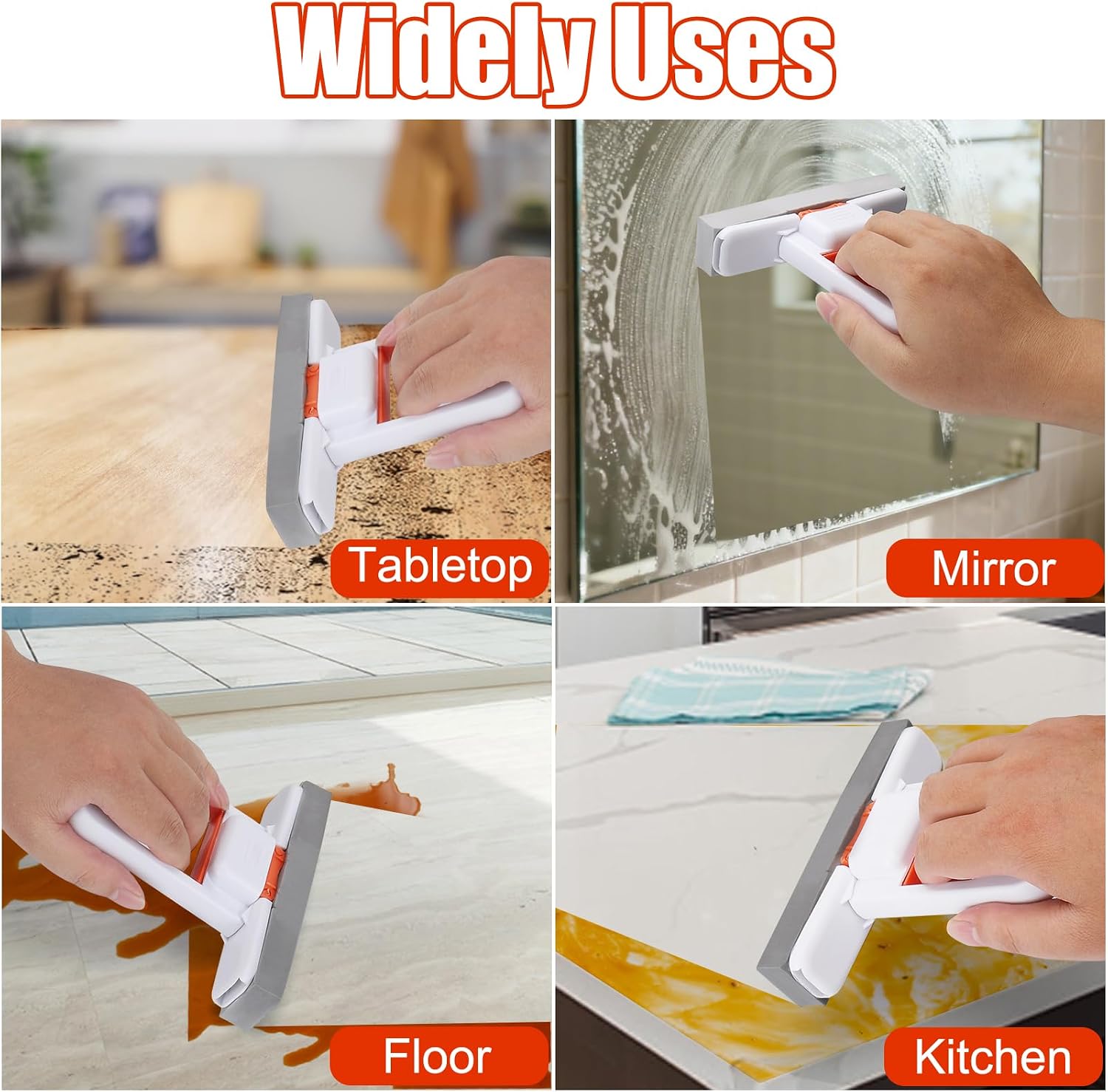 Juome 3Pcs Mini Foldable Desktop Mop - Portable Self-Squeeze Sponge Cleaning Tool, Wet and Dry Use Cleaning System, Mini Mop for Kitchen Counter, Bathroom, Glass (5 Sponge Head + 3 Squeeze Handle)