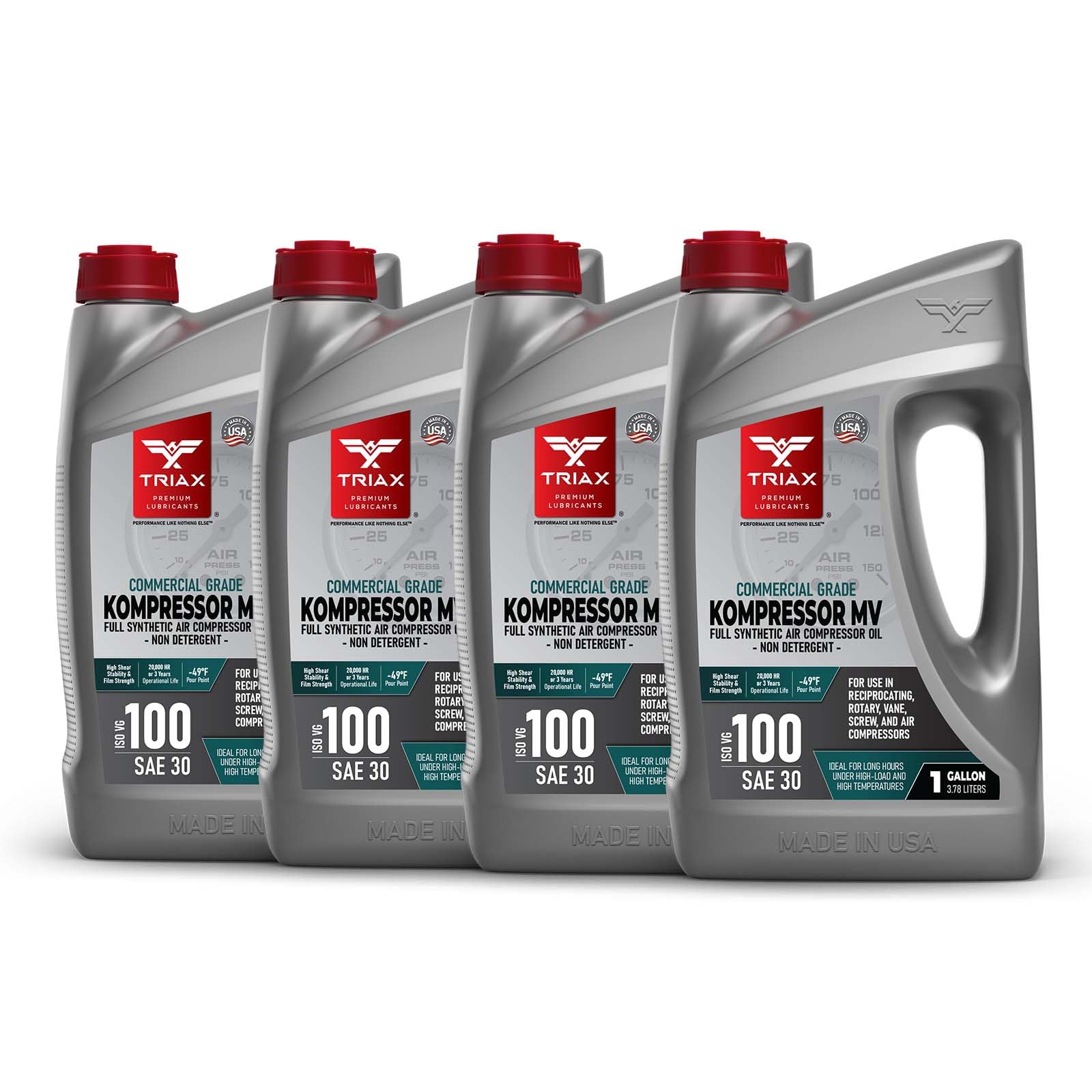 TRIAX Kompressor MV ISO 100 SAE 30 Aceite Compresor Aire Sintético - Para Compresores Rotativos Tornillo Paletas y Reciprocantes - Servicio Industrial Alta Temperatura