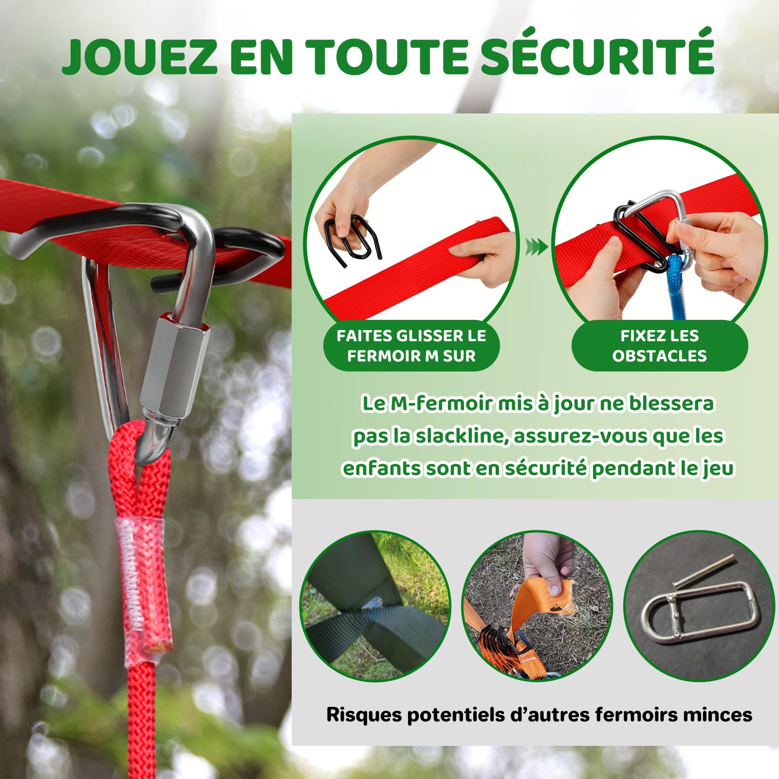Dripex Slackline Enfant, Slackline 2×20m et Parcours Ninja Enfant Exterieur, Tyrolienne et Parcours Exterieur avec balançoire, échelle d’Escalade, Filet d’Escalade, Adapté aux débutants