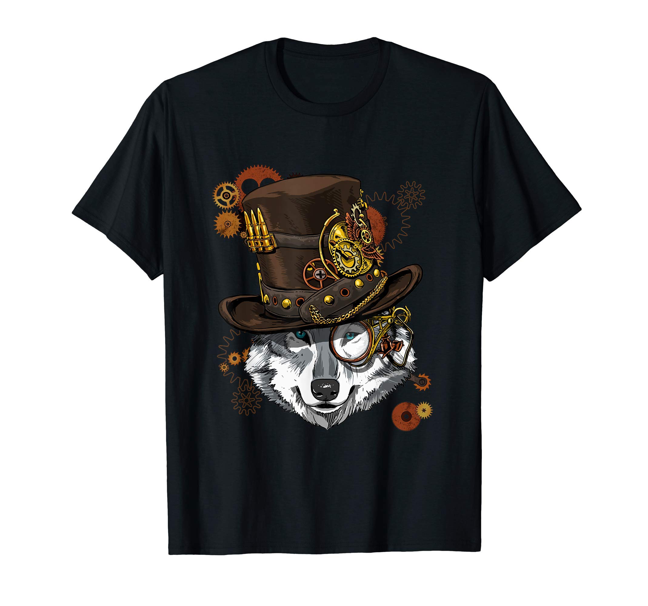 Wolf Shirt Steampunk Gears Wolf Animal Face Wolf Lovers T-Shirt