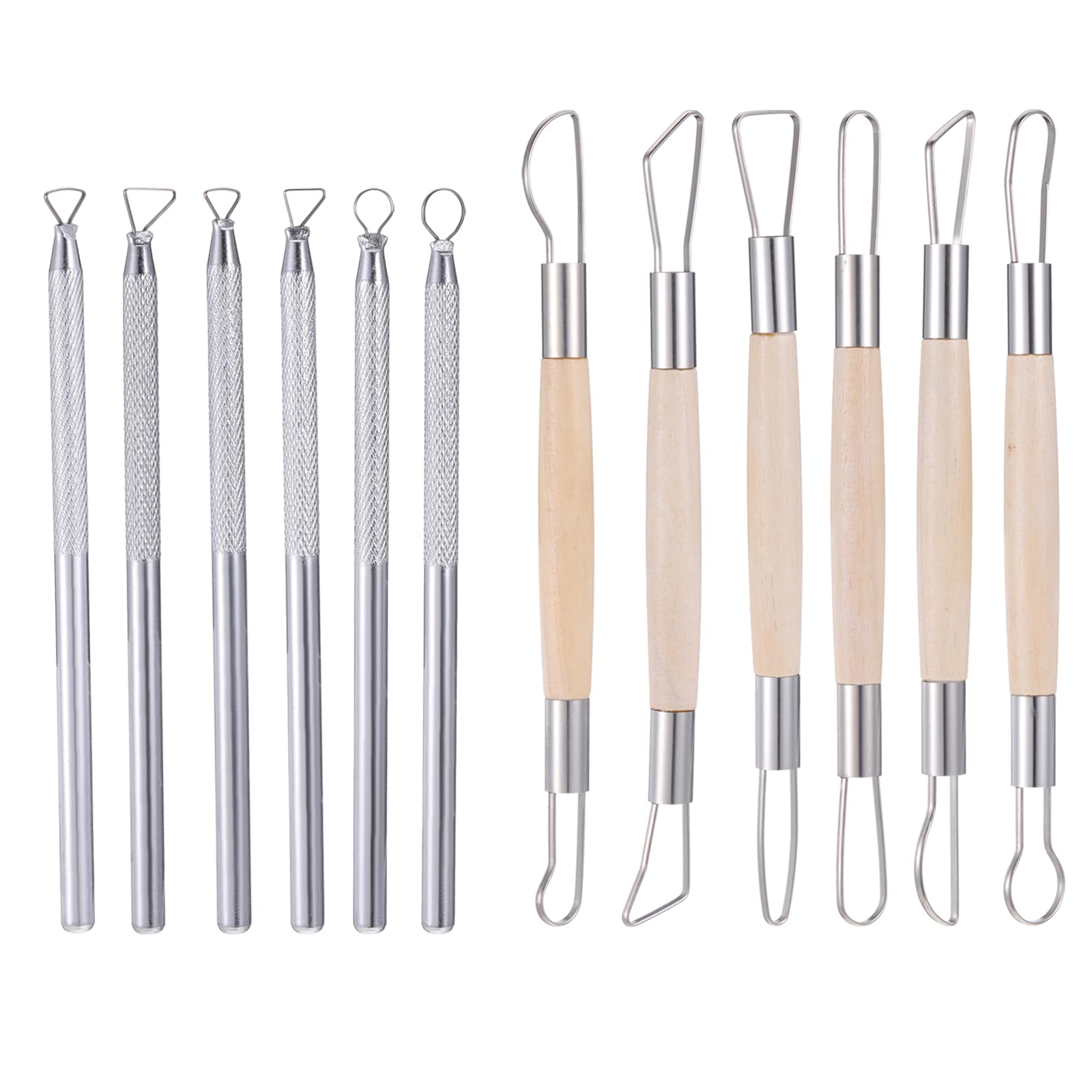 12 Pcs Clay Sculpting Modelling Tools, Double Head Pottery Clay Tool Scraper Craft Modelling Tools Pottery Turning Xiem Trimming Sgraffito Metal Carving Tool