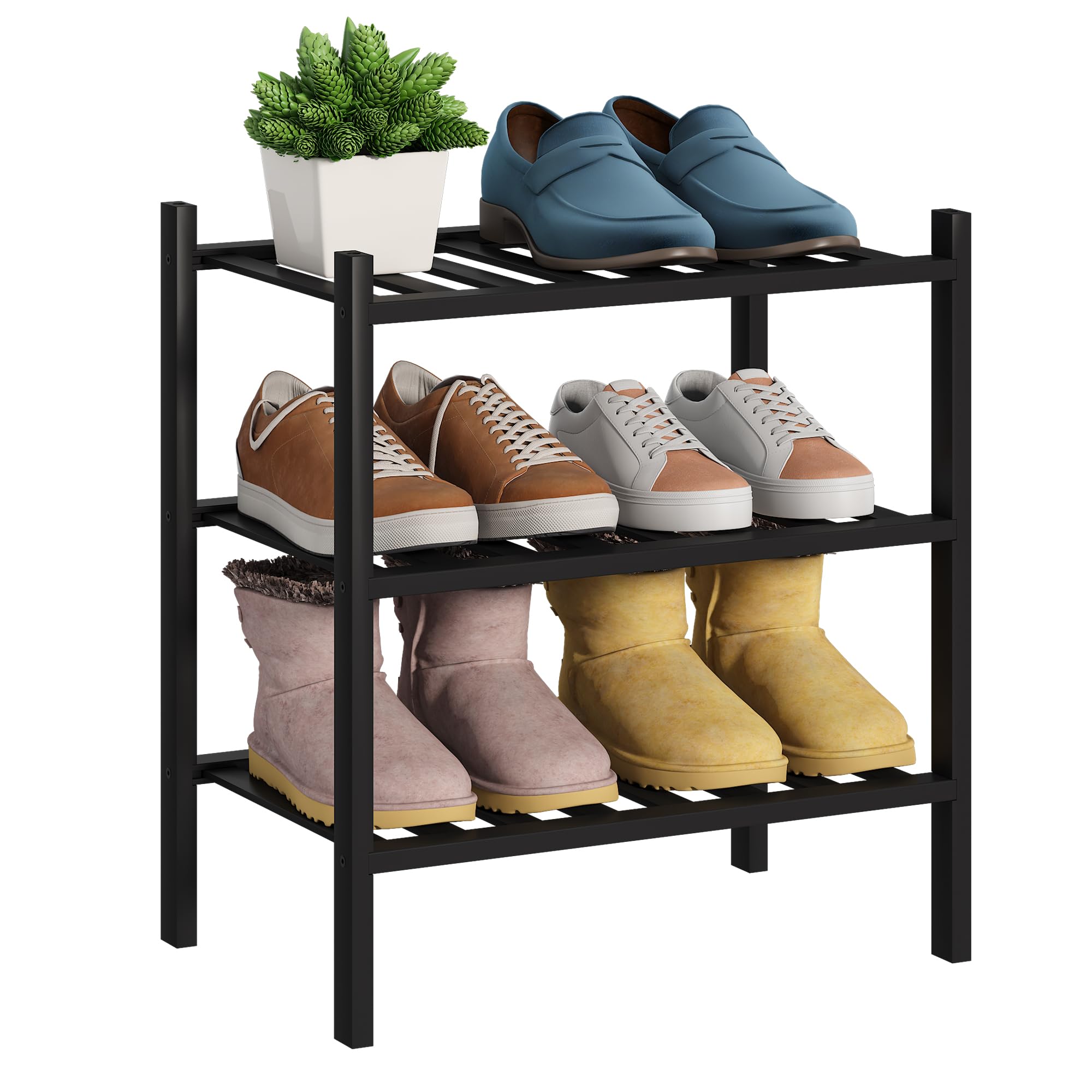 BMOSU 3-Tier Bamboo Small Shoe Rack