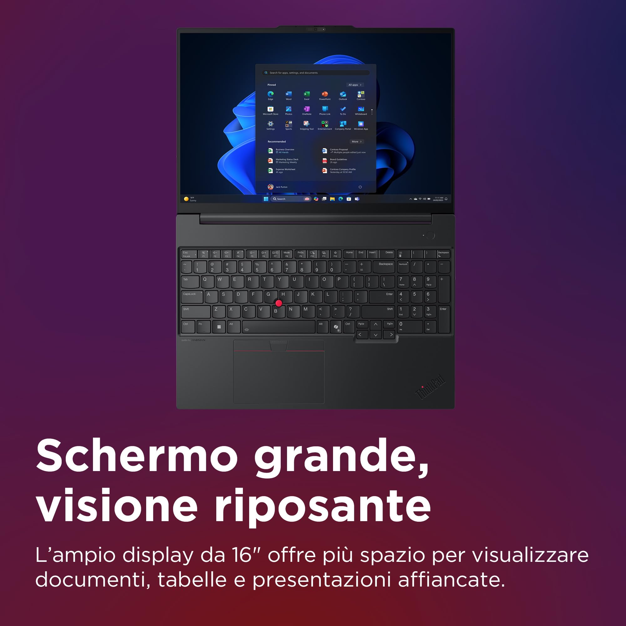 Lenovo ThinkPad E16 Gen 3 – Notebook professionale con schermo 16", processori Intel Core Ultra 7, 16GB di RAM e SSD da 512GB, Windows 11 Pro – Nero