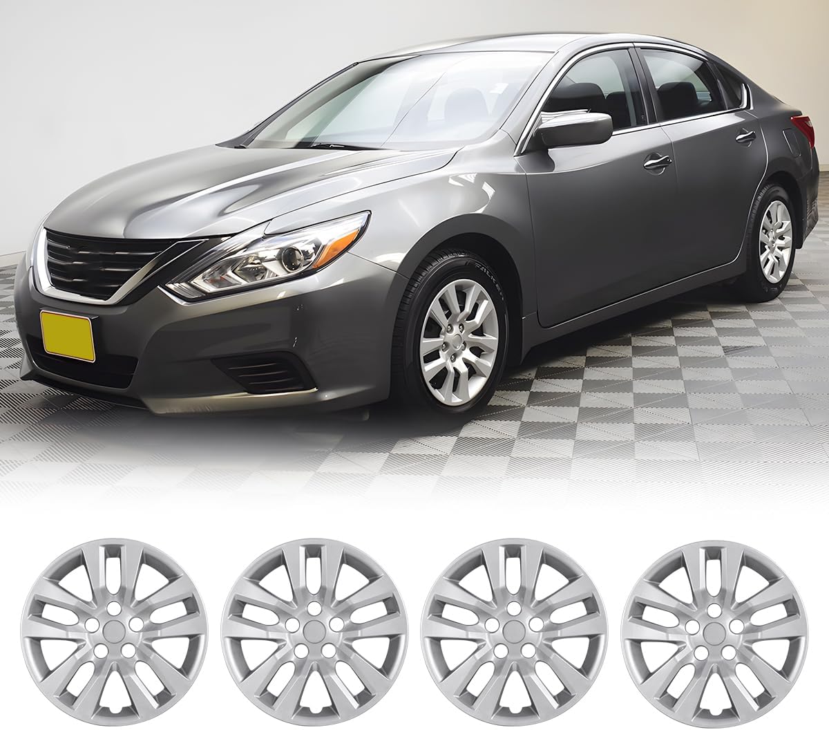 16 Inch Hubcaps Set of 4 PP Material Wheel Rim Cover R16 Hub Caps Snap On Steel Wheels Wheel Tire Covers Automotive Accessories for 2013-2018 Nissan Altima (Silver Lacquer, 4-Pack) For 2013 - 2018 Nissan Altima Silver Lacquer
