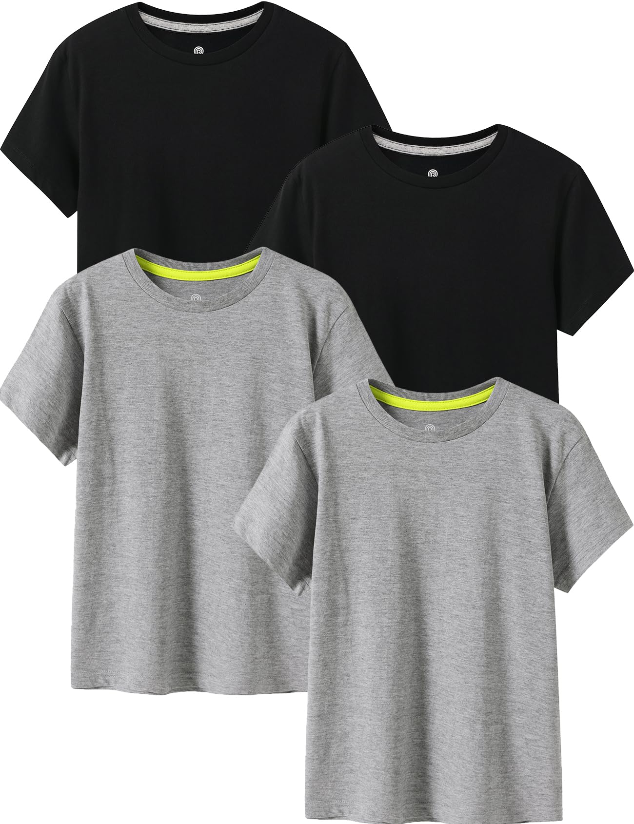LAPASA Camiseta Niño & Niña (Pack de 4) Camisetas Manga Corta Blanca y Multicolores Unisex 100% Algodón Verano Colegio K01
