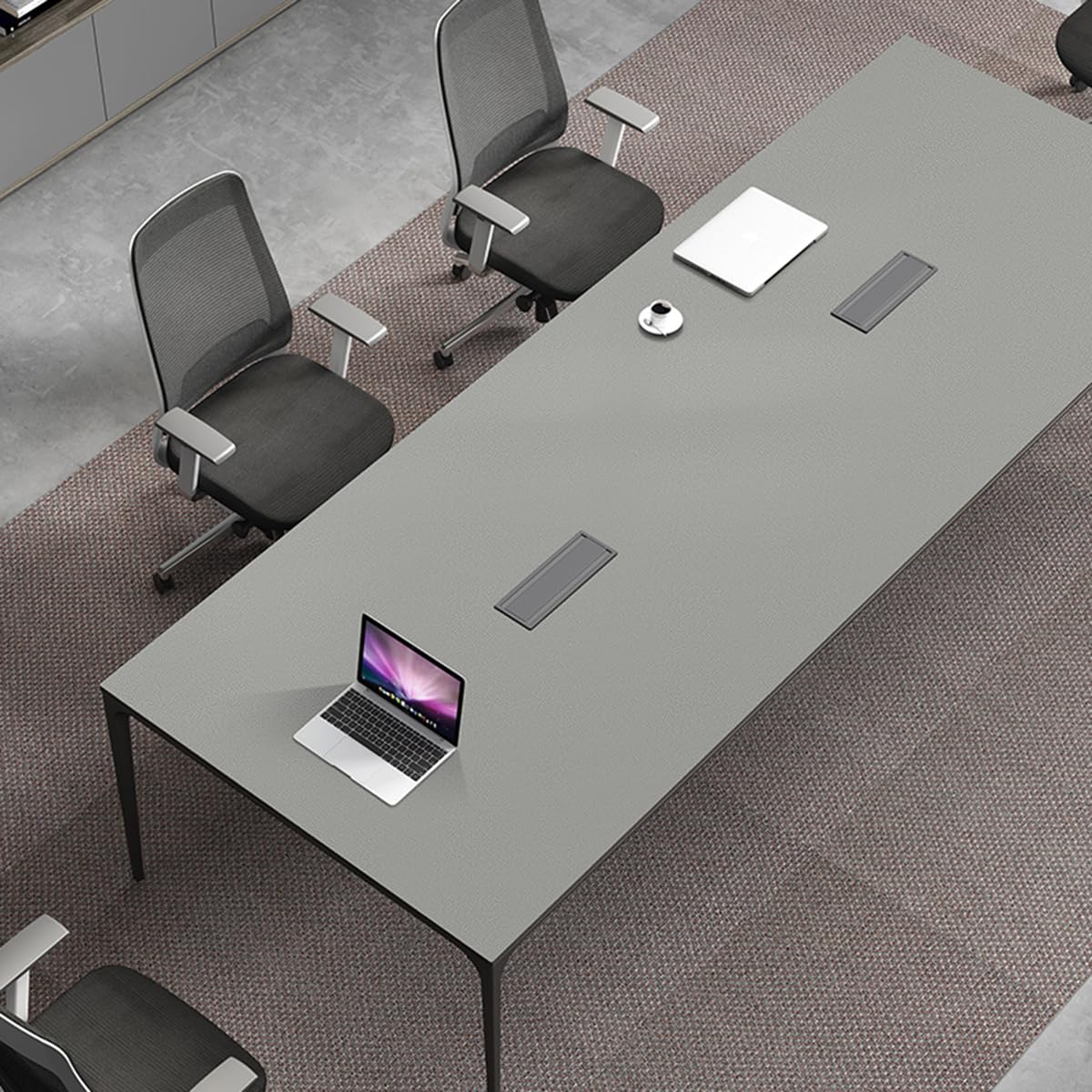 Sous-main de bureau Tapis de bureau en PU antidérapant Tapis de table de conférence Grand tapis de souris Gris 75 x 140 cm