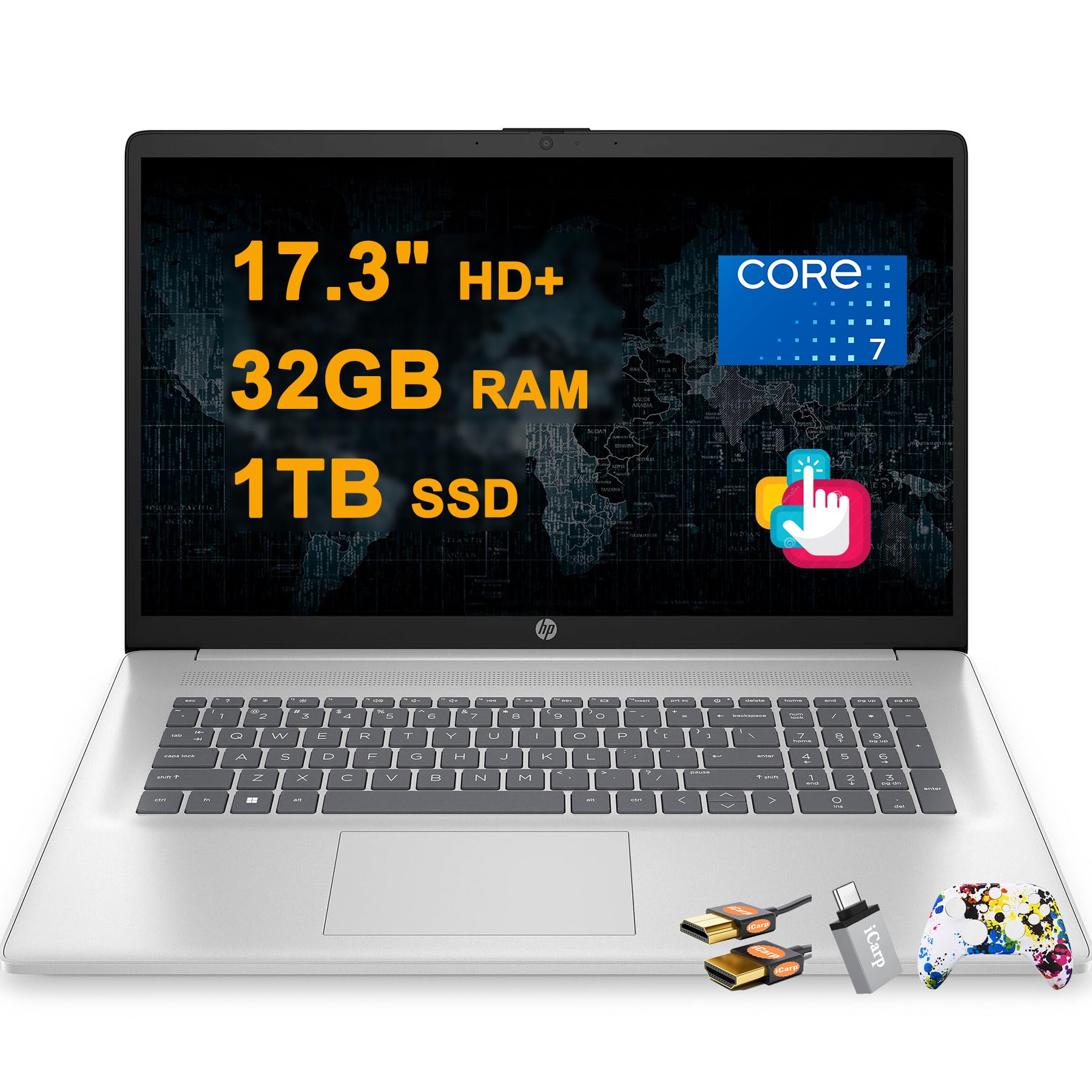 HP 17 Business Laptop 17 3 HD Anti-Glare Touchscreen Intel 10-core 7 150U i7-1355U 32GB RAM 1TB SSD