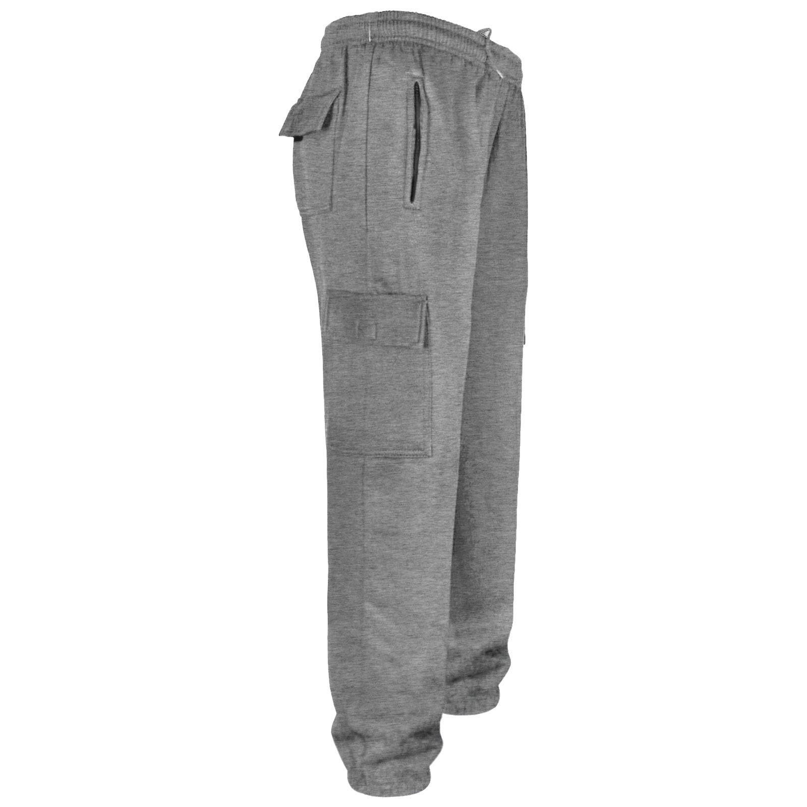 NEW MENS COMBAT CARGO FLEECE TROUSERS 