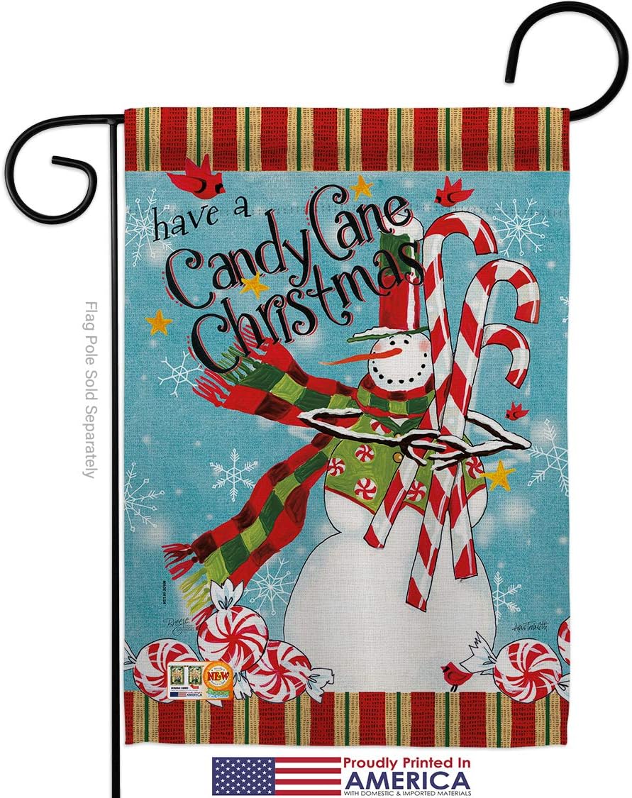 Candy Cane Christmas Garden House Flags Set Wintertime Santa Marry Xmas Present Reindeer Season Snow Small Decorative Gift Yard Banner Made In USA 28 X 40