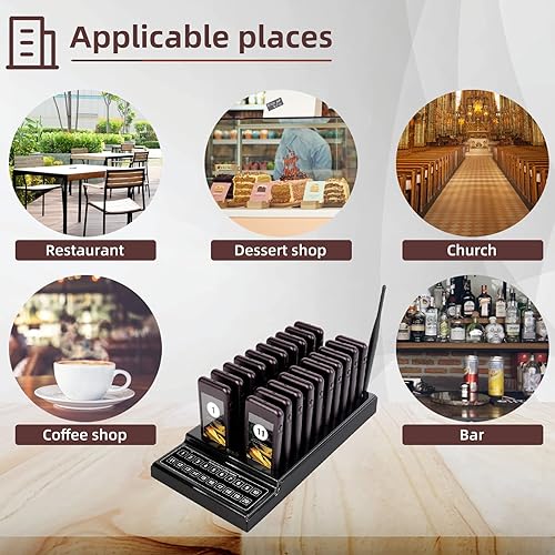 Miniatura 9 de Retekess Sistema de localización de restaurante T111, zumbadores para restaurante, 1,640.4 ft de largo alcance, calcomanía reemplazable, 20 timbres