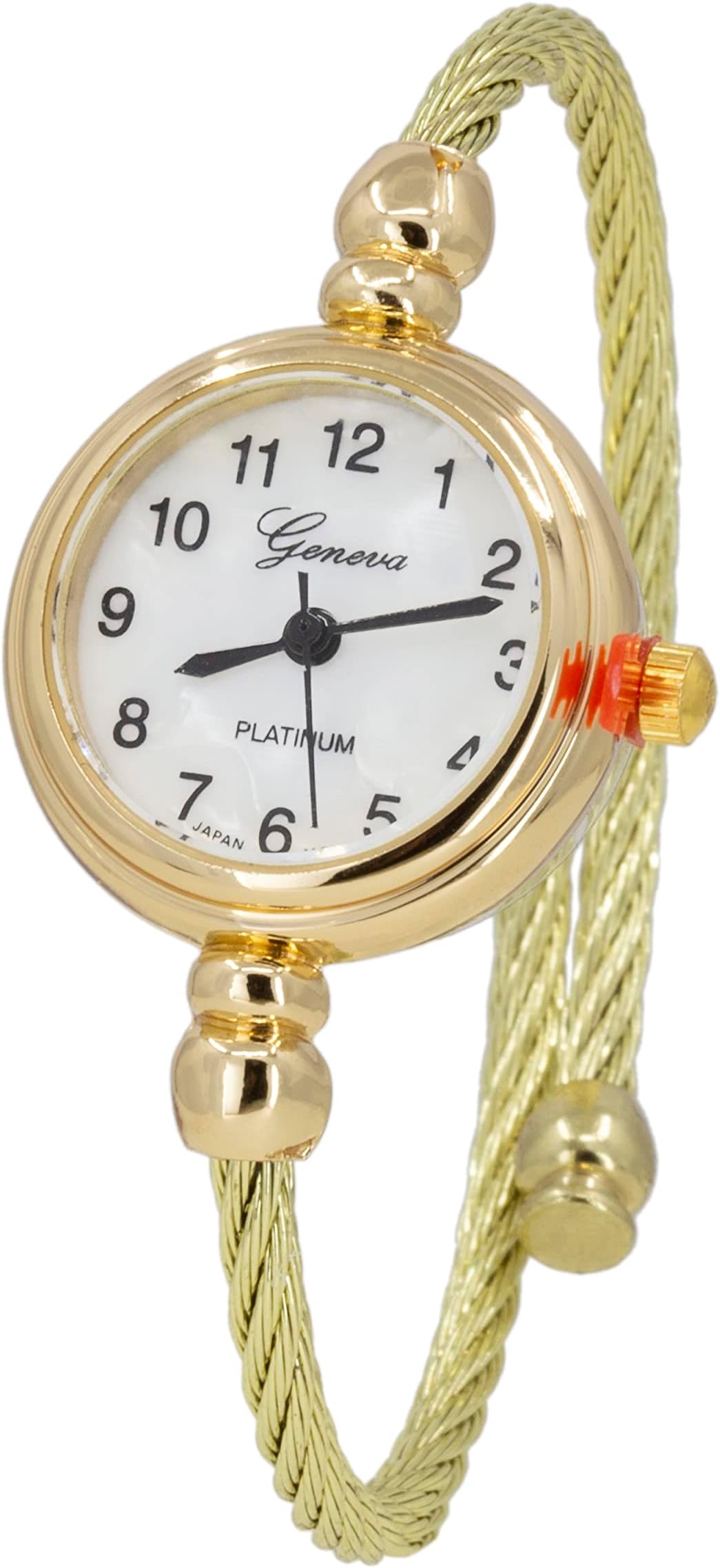 Blekon Collections Women's Cuff Watch - Round Analog Display Arabic Numbers 23mm Case Wire Bracelet Watch for Women Elegant Cable Cuff Bangle Wrist Watch