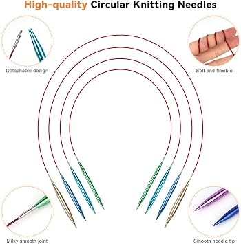 Coopay Interchangeable Circular Knitting Needles Set Metal, 3mm-10mm, Blue