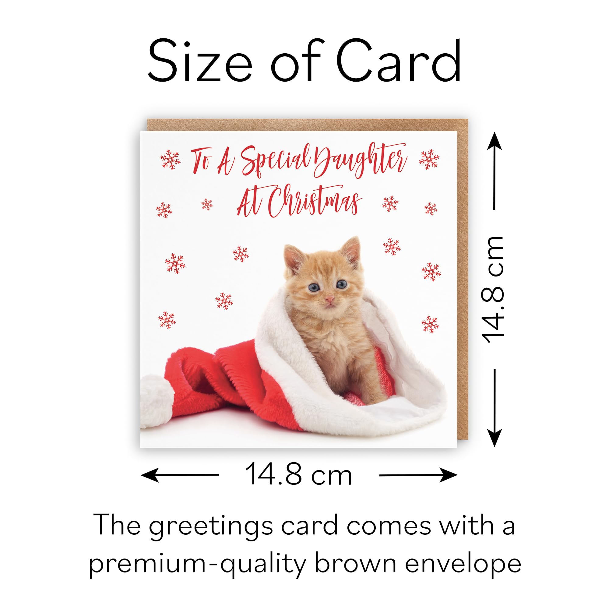 Hunts England - Daughter Christmas Card - To A Special Daughter At Christmas - Kitten Collection, White, 148 x 148 mm - Image 4