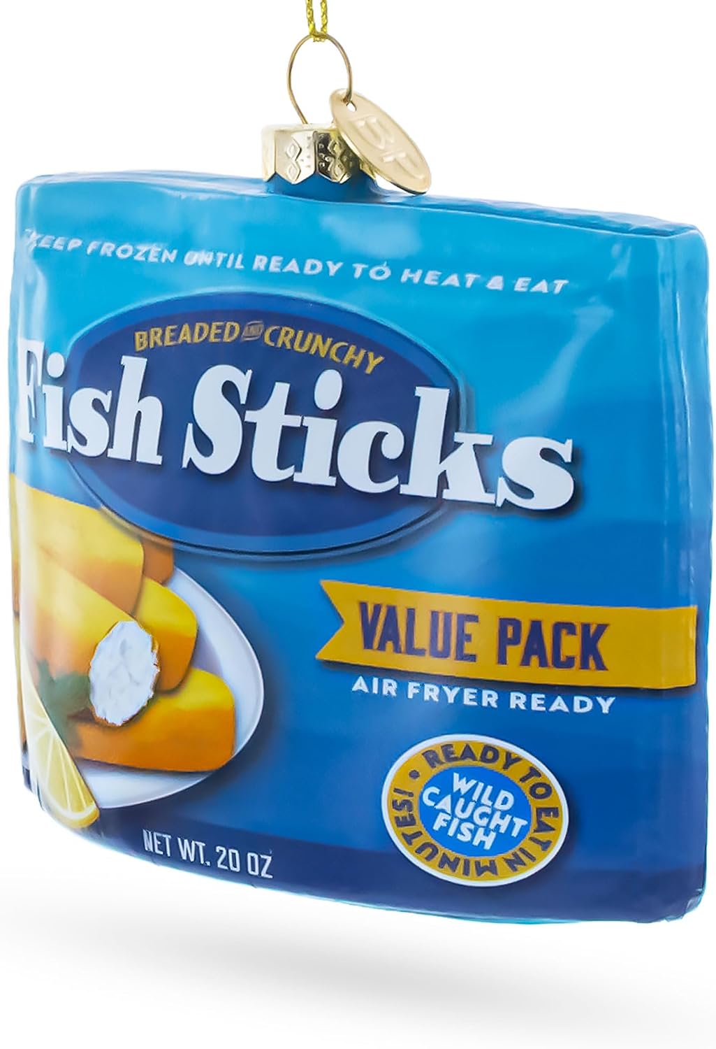 Fish Sticks Frozen Box Glass Christmas Ornament