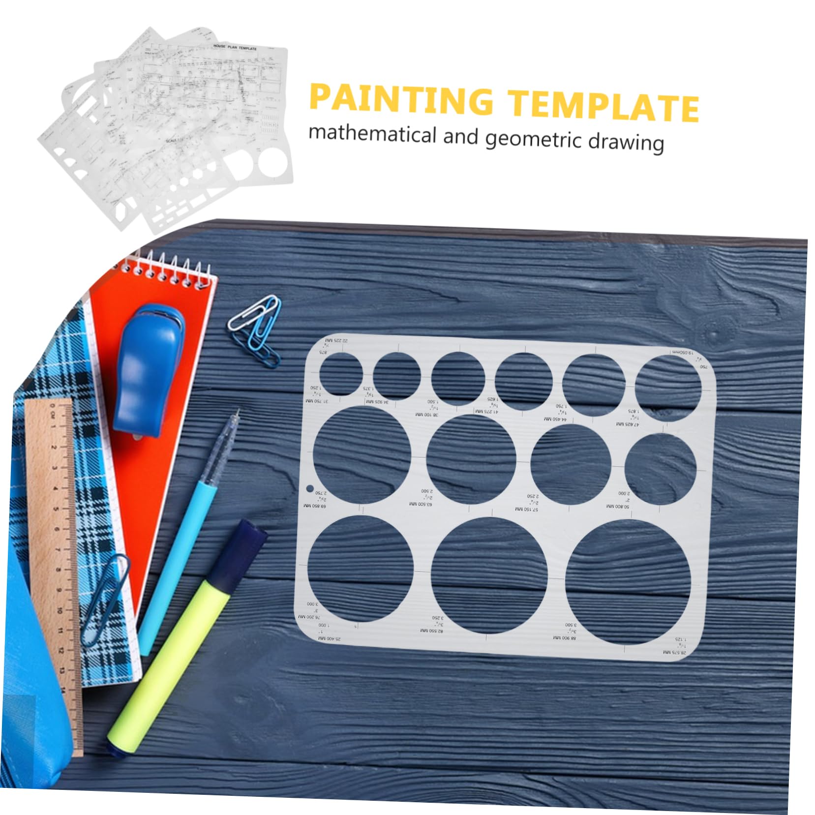 SECFOU Plantillas de Dibujo Geométrico 6 Pcs Diseño Hueco, de Material Pp, Precisión y Fáciles de Limpiar, Ideales para Proyectos Artísticos y Estudiantes
