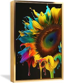 絵画 絵 写真 アート  アクリル絵の具 Amazon.co.jp: 絵画 カラフルなひまわりインテリア 絵画 アクリル