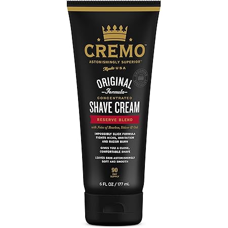 Cremo Barber Grade Reserve Blend Shave Cream for Cuts and Razor Burn, 6 Fl Oz