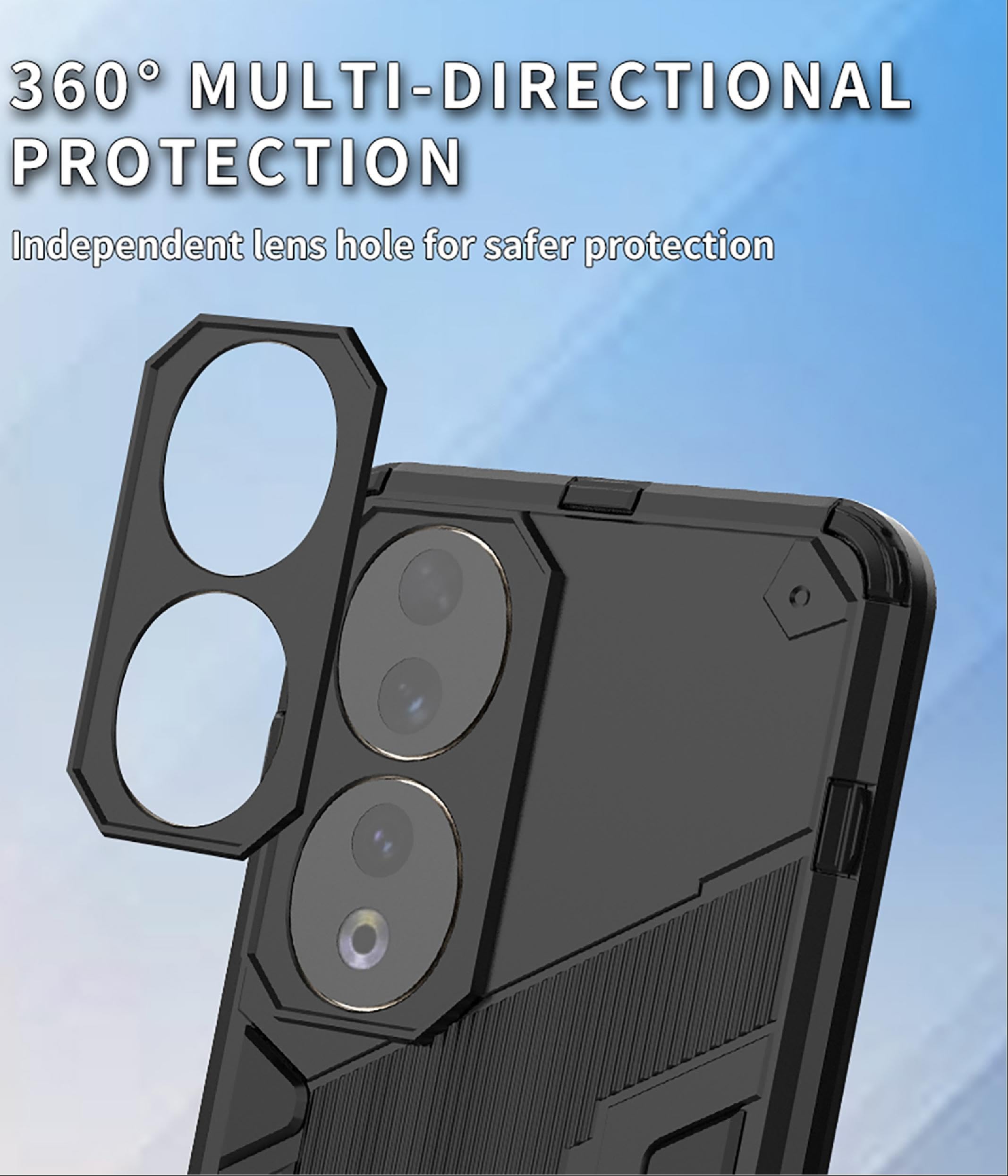 GIOPUEY Cover Compatibile con Honor 90 Lite 5G, [Doppia Protezione] Morbido TPU & Ditta PC con Staffa, Antiurto Protettiva Custodia, Protector Fotocamera - Bianca