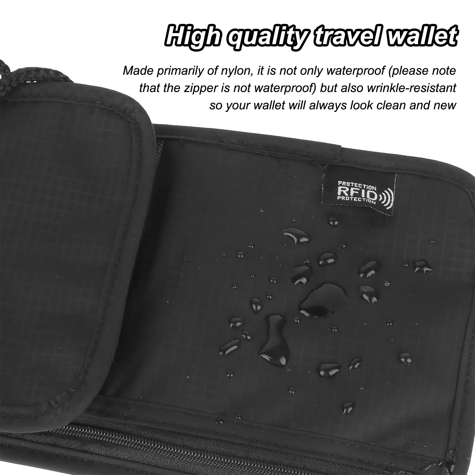 Cartera de Cuello Negro, Portadocumentos Viaje de Cuello, Monedero Colgante Impermeable con Bloqueo de RFID, Bolsa Viaje de Cuello Unisex para Efectivo Documentos Tarjetas de Crédito Monedas
