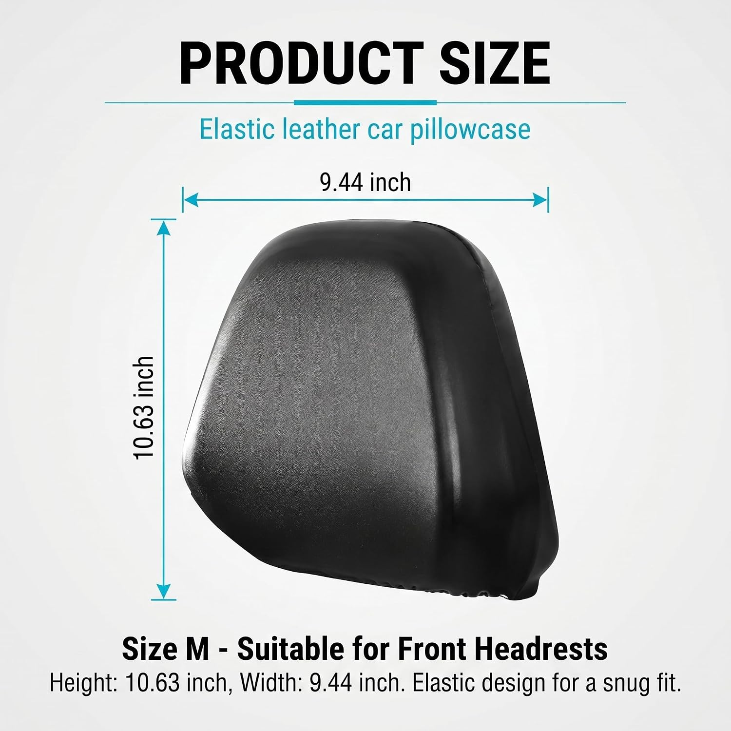 2 PCS PU Leather Headrest Cover Black Size M Front image 4