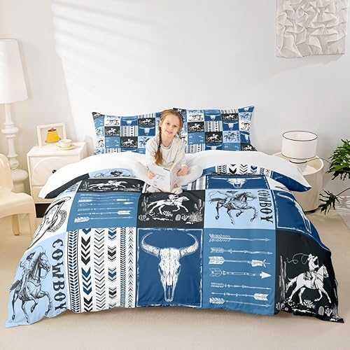 Manfei Juego de funda de edredón de vaquero, tamaño individual, funda de edredón con 1 funda de almohada, funda de edredón con 1 funda de almohada, Manfei Juego de funda de edredón de vaquero, tamaño individual, funda de edredón con 1 funda de almohada, funda de edredón con 1 funda de almohada,