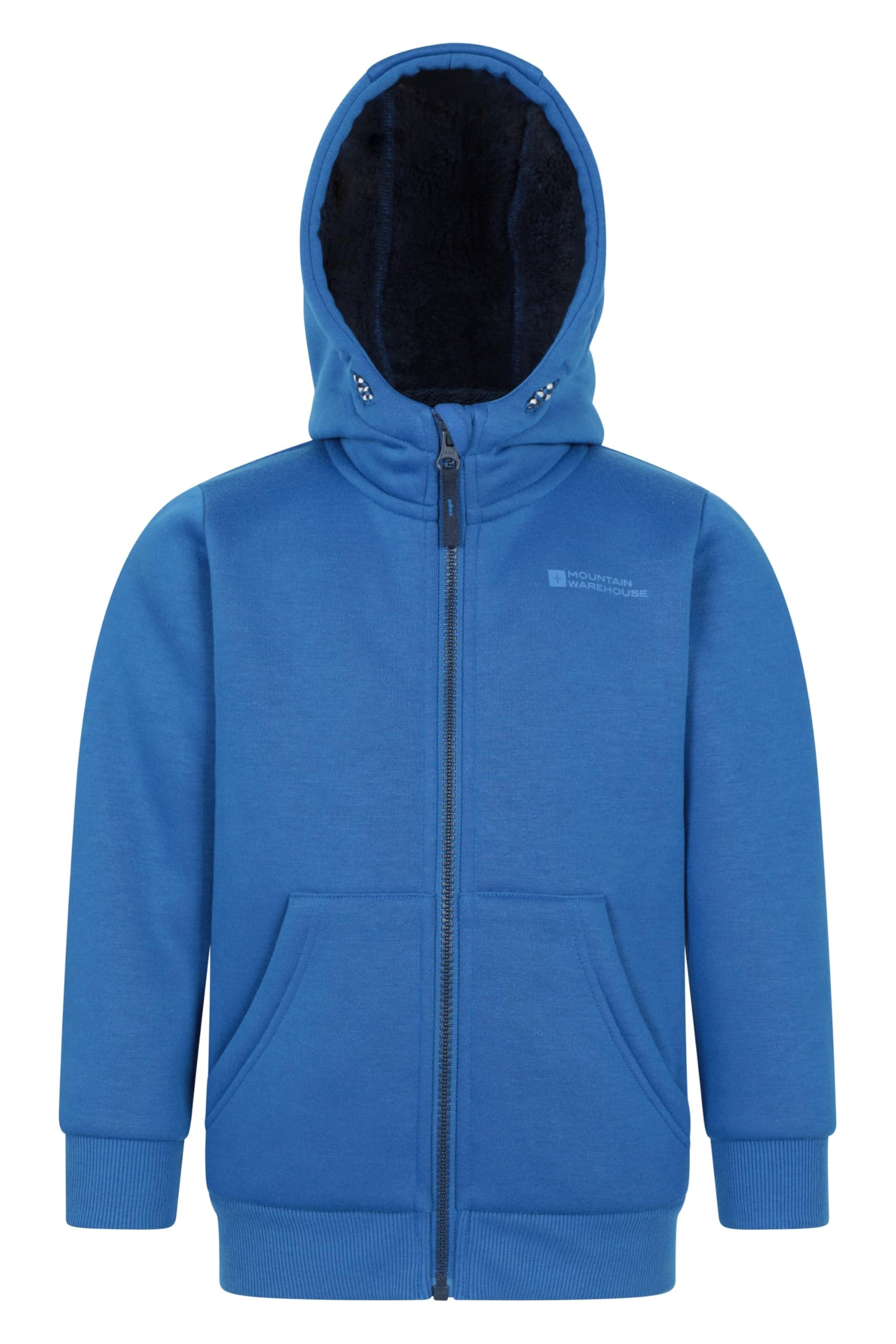 Mountain Warehouse Nordic II Kids Full-Zip Hoodie - Warm & Snug Top with Sherpa Lining, For Boys & Girls - Best for Autumn, Winter, Outdoors, Walking, School Blue Teen Size 13 Years