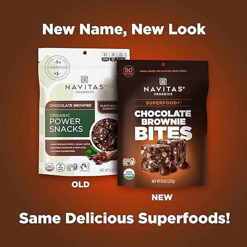 Vista 2 de Navitas Organics Chocolate Brownie Superfood+ BITES – Power Snacks – All Natural Plant Based – Clean Energy & Nutrition – USDA Organic, Non GMO