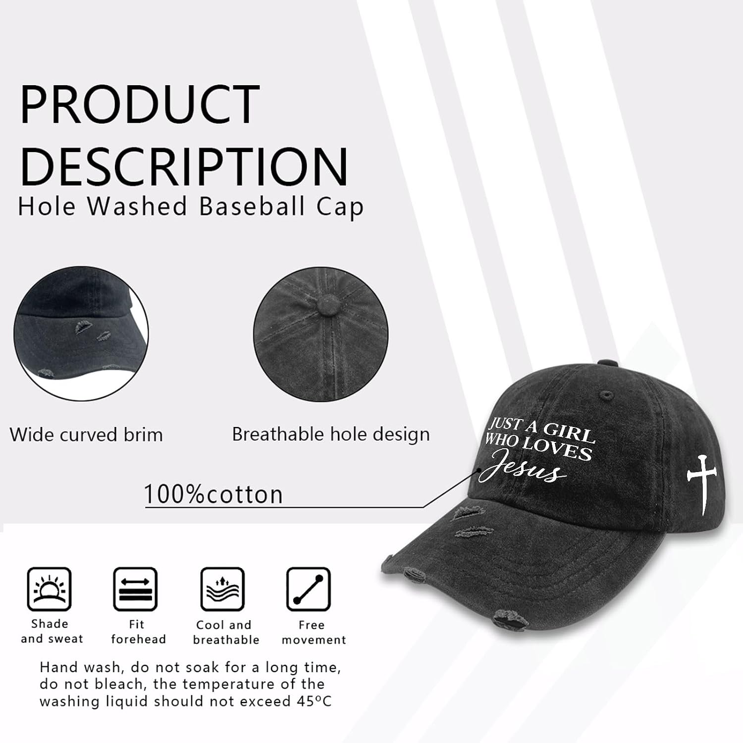 Jesus The Way. The Truth. The Life Caps for Mens Low Profile Washed Distressed Baseball Caps