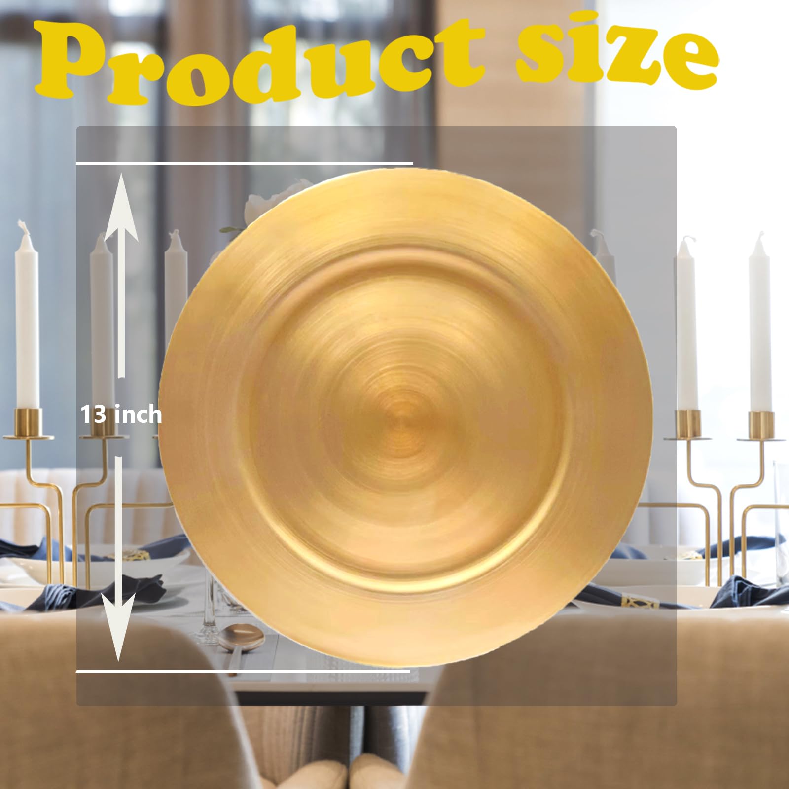 JEVERGN 24 Goldene Platzteller – 33 Cm, Linear Gemustert, Perfekt Für Hochzeit & Feiern