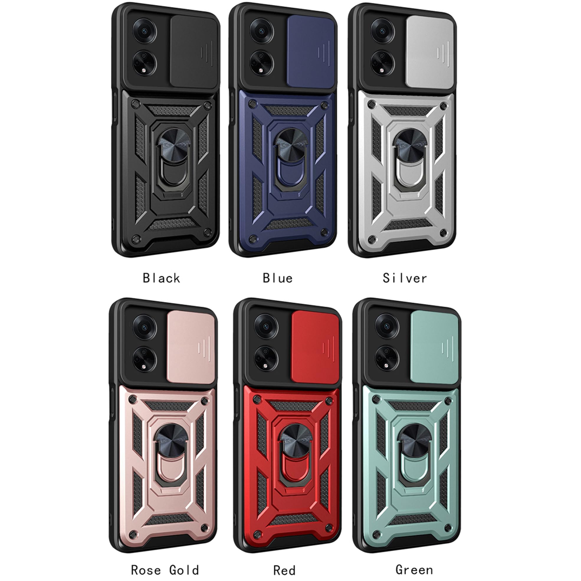 COMAKU Cover Per Oppo A98 5G Con Anello Magnetico 360° E Supporto Per Auto - Antiurto Militare, Colore Rosso